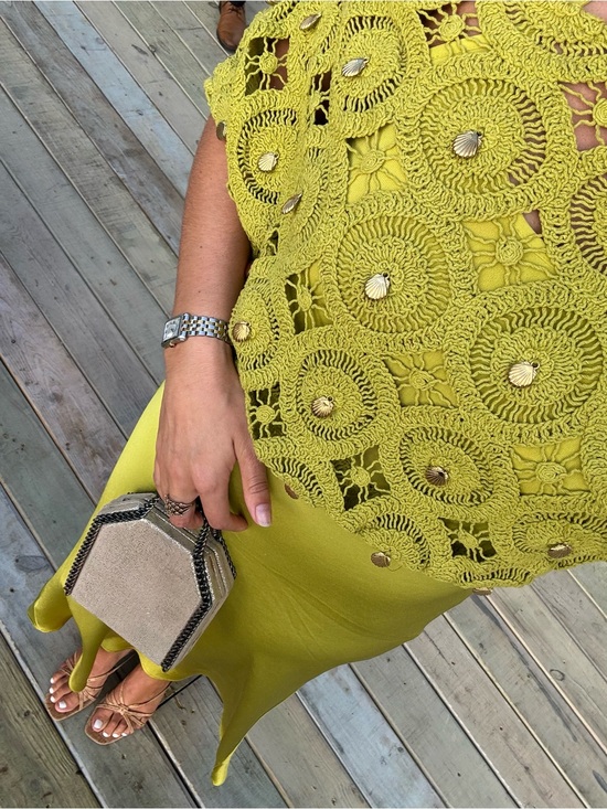 Never Fully Dressed Dresses & Skirts - Never Fully Dressed Green Shell Crochet Dress